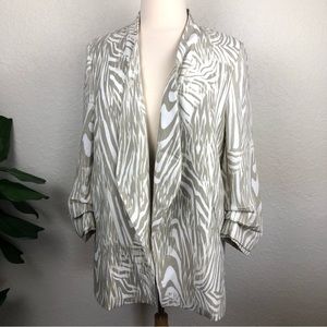 NWOT Zebra Print Cream & Taupe Long Open Knit Jacket-The Limited-Sz 18W